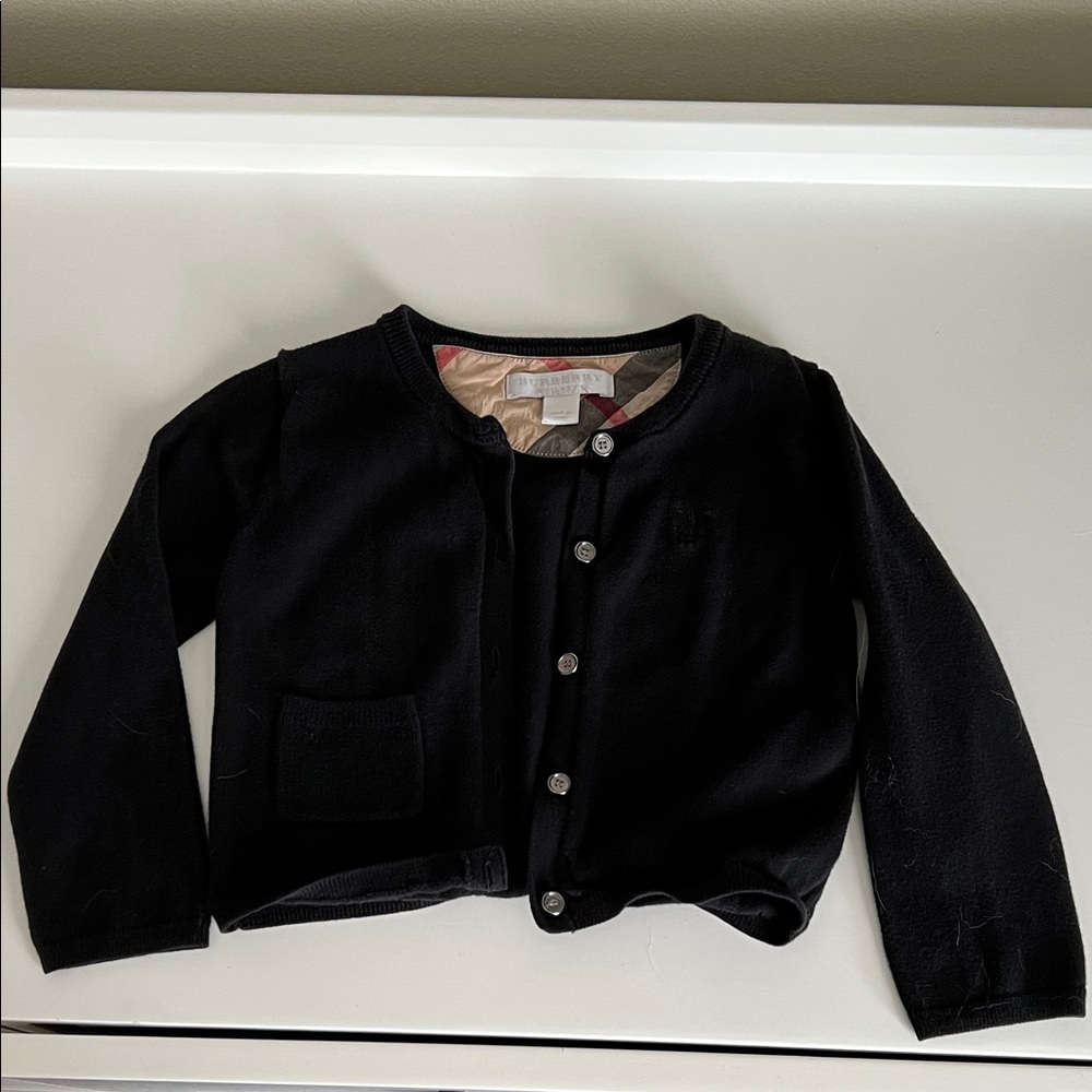 Burberry Girls’ Black Button-Up Cardigan (2T)